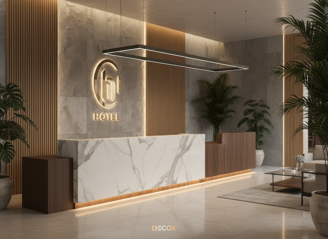 30+ Mẫu thiết kế quầy lễ tân (Văn phòng/Spa/Khách sạn) đẹp, hiện đại