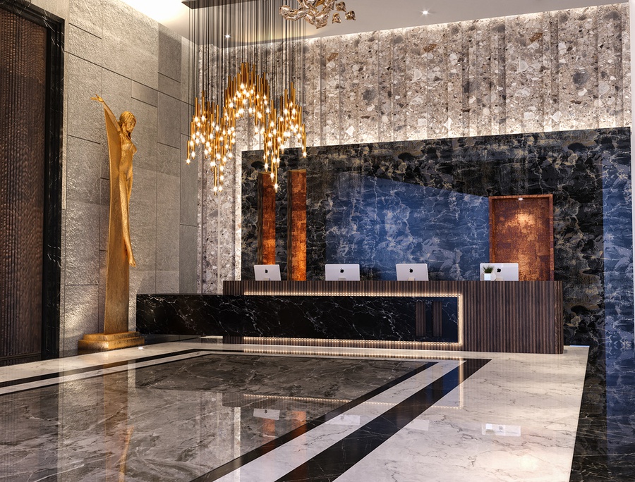 30+ Mẫu thiết kế quầy lễ tân khách sạn đẹp, sang trọng thu hút mọi ánh nhìn