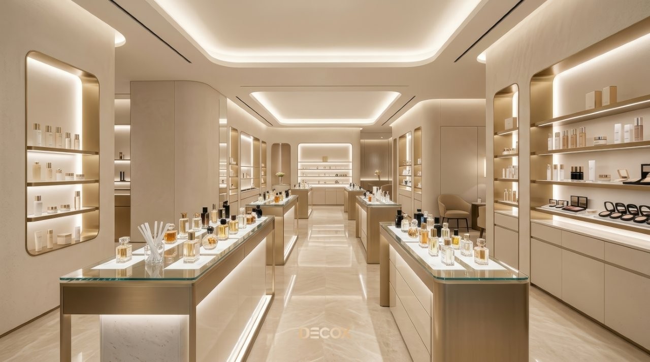 thiết kế shop mỹ phẩm 20m2
