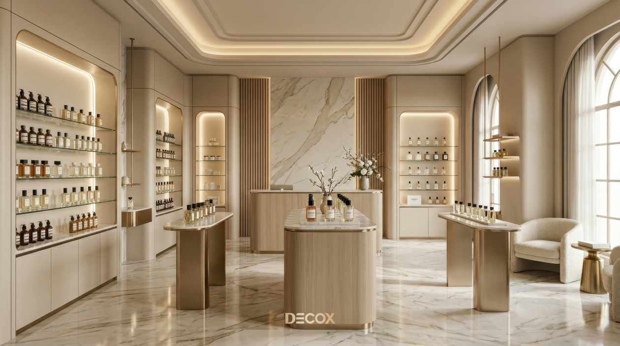 thiết kế shop mỹ phẩm 20m2