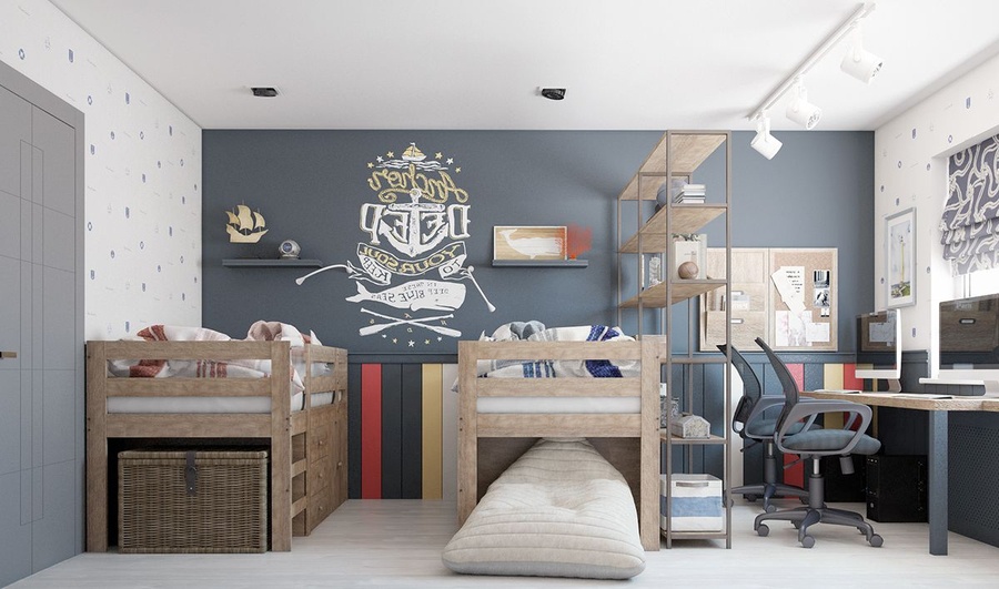 Thiết kế góc học tập bên trong không phòng ngủ không bị ngăn cách sẽ giúp không gian trở nên thông thoáng hơn